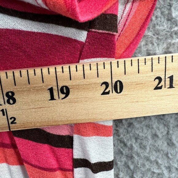 Lane Bryant Women Top 14/16 Red Pink Stripe Pullover Short Sleeves Shirt Stretch - Picture 5 of 7